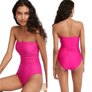 J Crew ruched bandeau one piece strapless or strap slimming swimsuit size 22